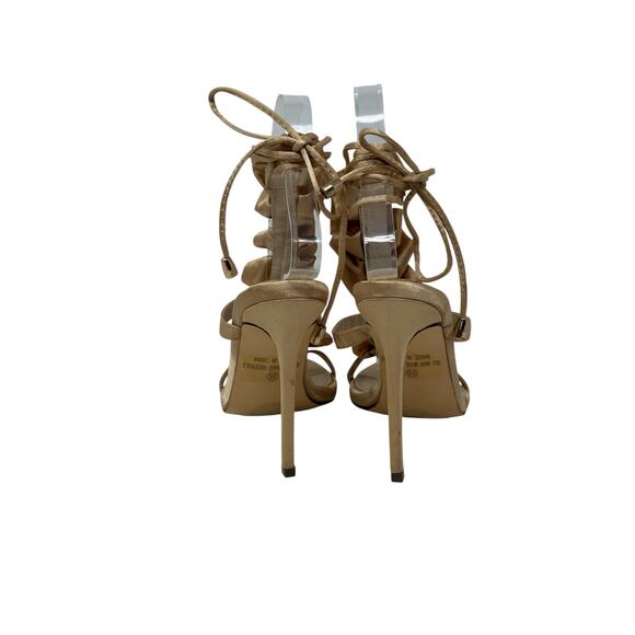 LIliana beige satin ruffled tie up heel sandals size 5.5 - Picture 11 of 15